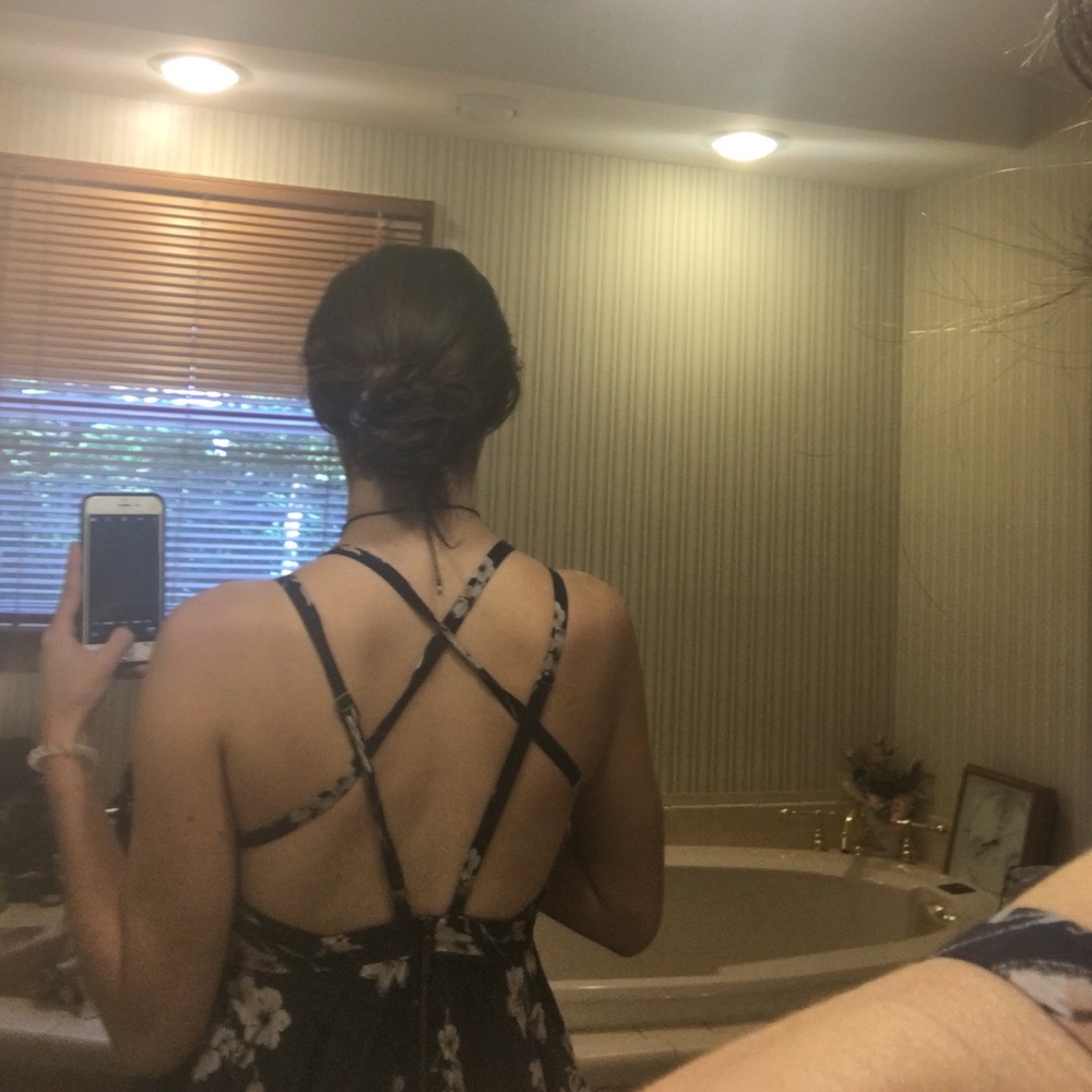 floral strapped back dress